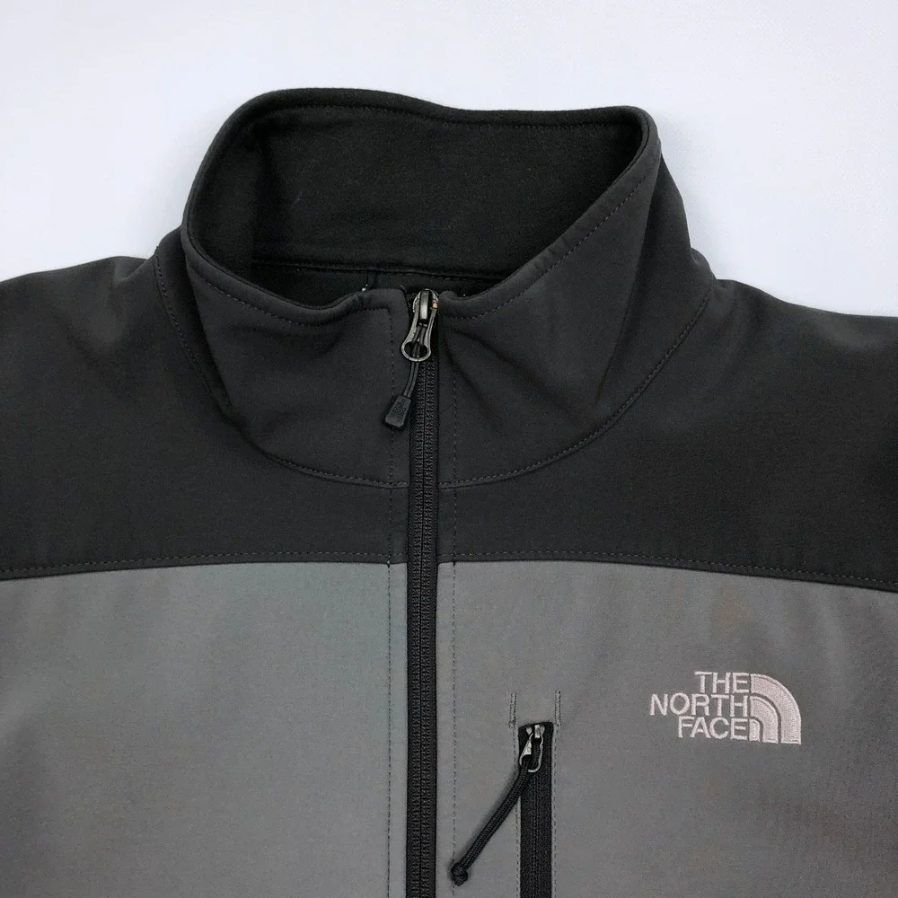 The North Face Apex Bionic Softshell Jacket Mens Large Grey Black Full Zip